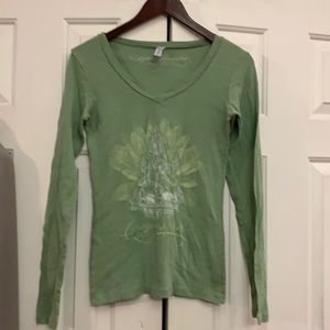 😍 2/$29 Super Buddha Santa Barbara Namaste tee L